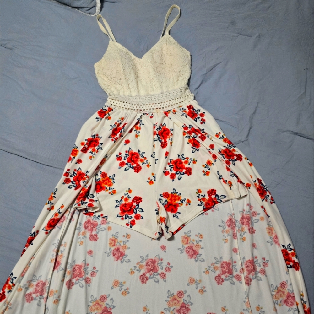 Romper with extended flowing dress